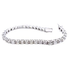 Bracelet tennis en or blanc 18 carats, taille vieille mine 11,5 carats