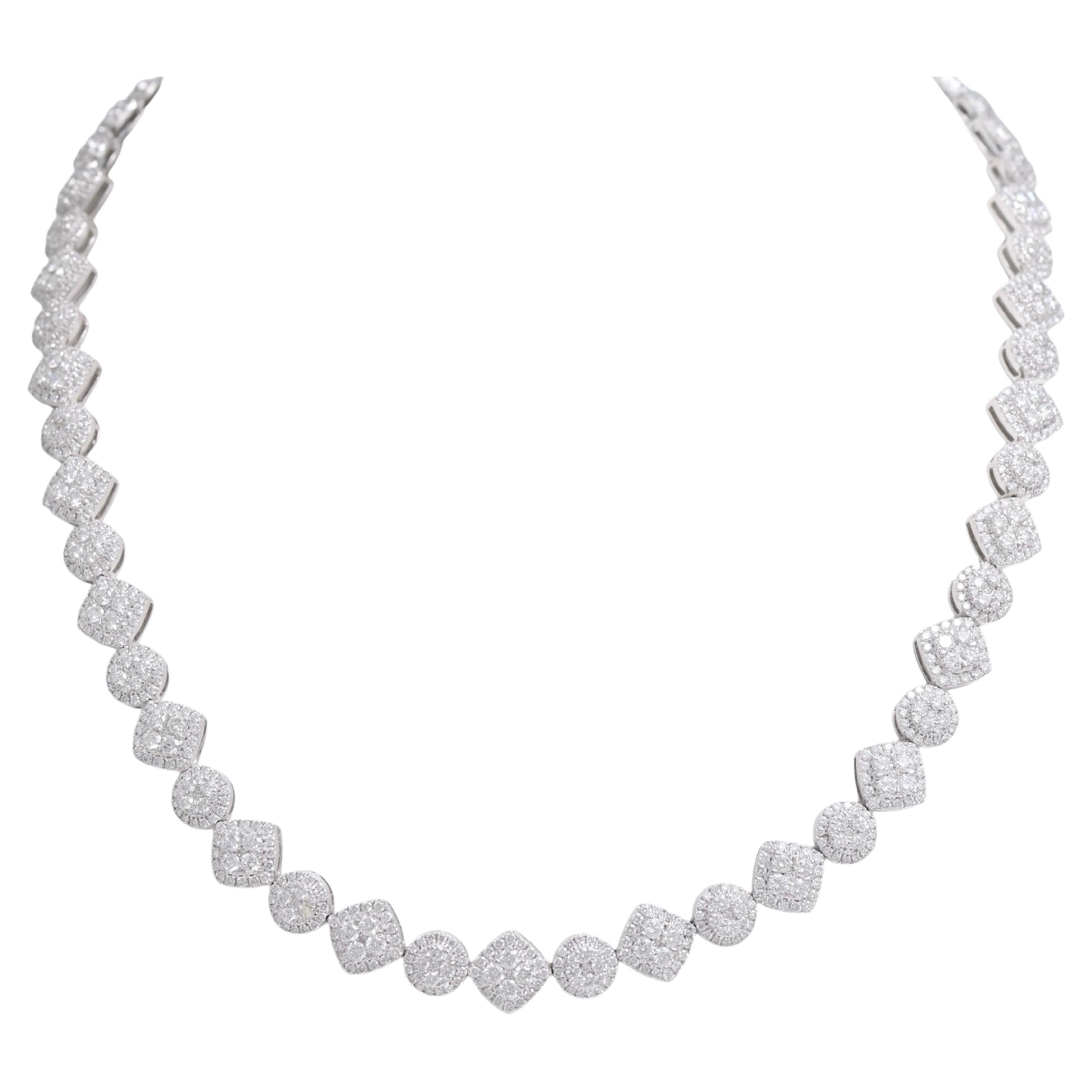 18kt White Gold 13.48ct Diamond Tennis Necklace