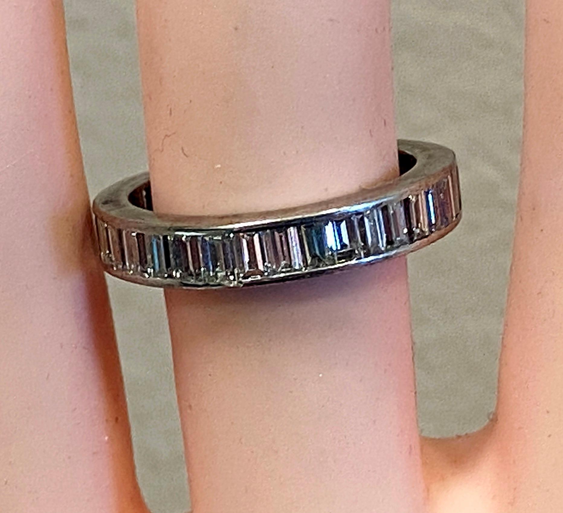 18KT White Gold 1.50 Ct Baguette Cut Diamond Eternity Band In Excellent Condition For Sale In Palm Desert, CA