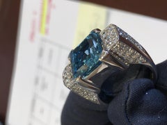 18kt White Gold, 1.53ct Diamonds, 9.00ct Blue Topaz Ring