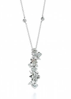 18KT White Gold Bouquet Diamond Flower Pendant 0.74ct Total