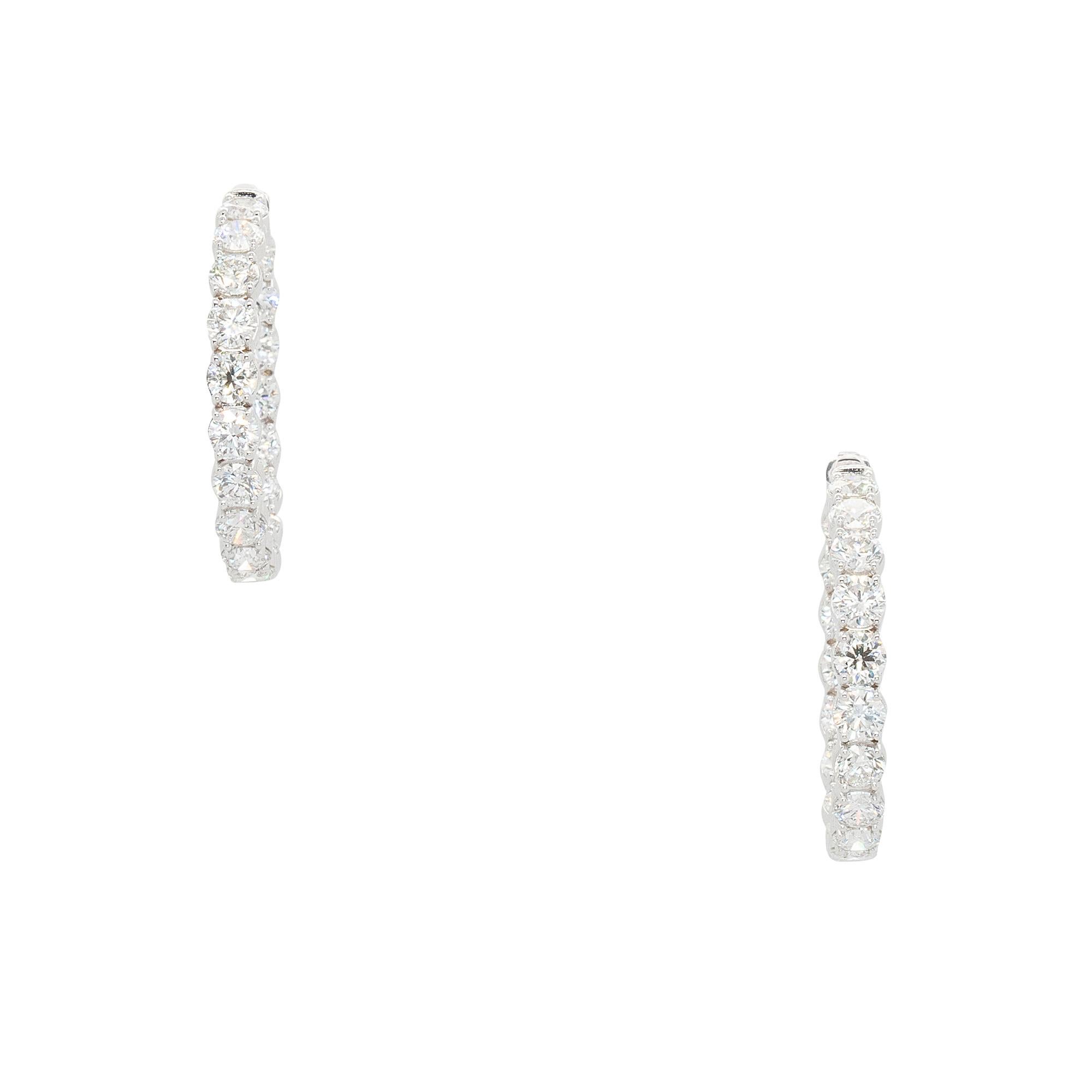 18kt White Gold 18.16cts Natural Diamonds Inside Out Hoop Earrings For Sale 1