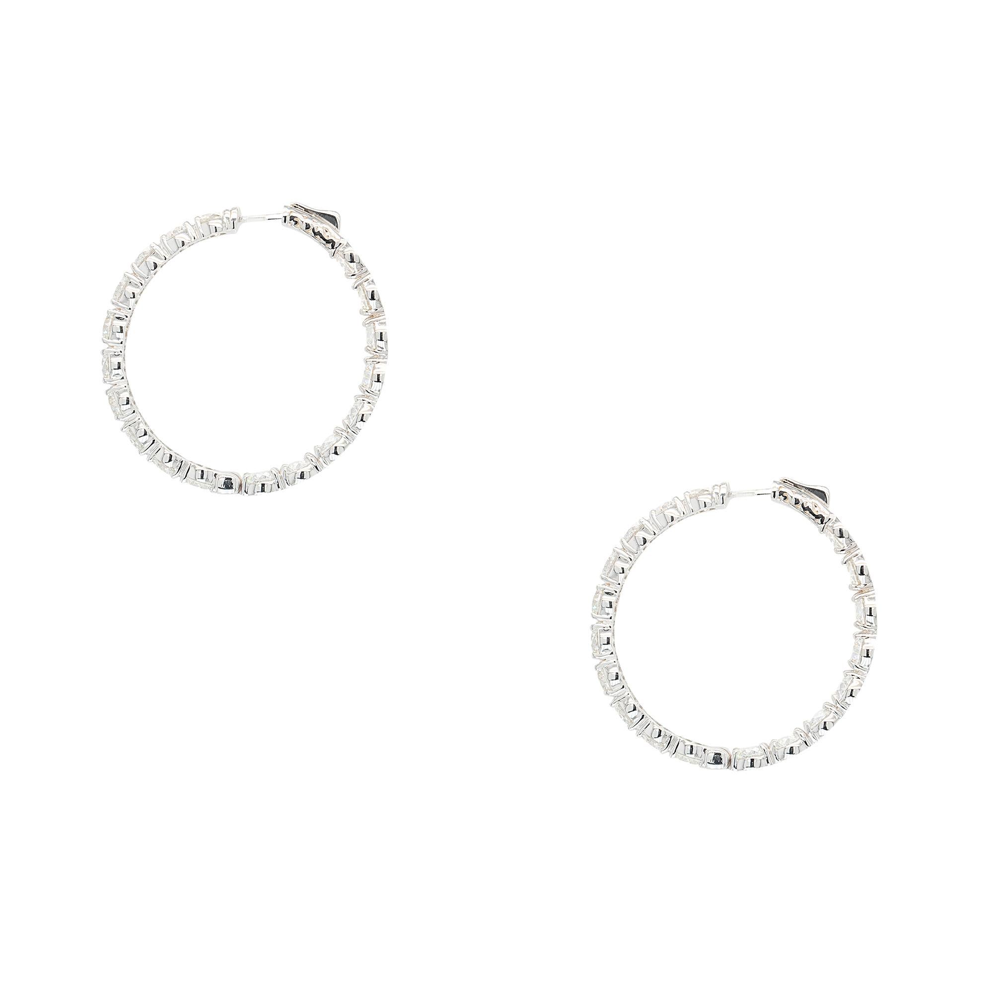 18kt White Gold 18.16cts Natural Diamonds Inside Out Hoop Earrings For Sale 2