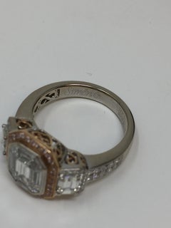 18 Karat White Gold 1.83 Carat Simon G Diamond Emerald Cut Engagement Ring