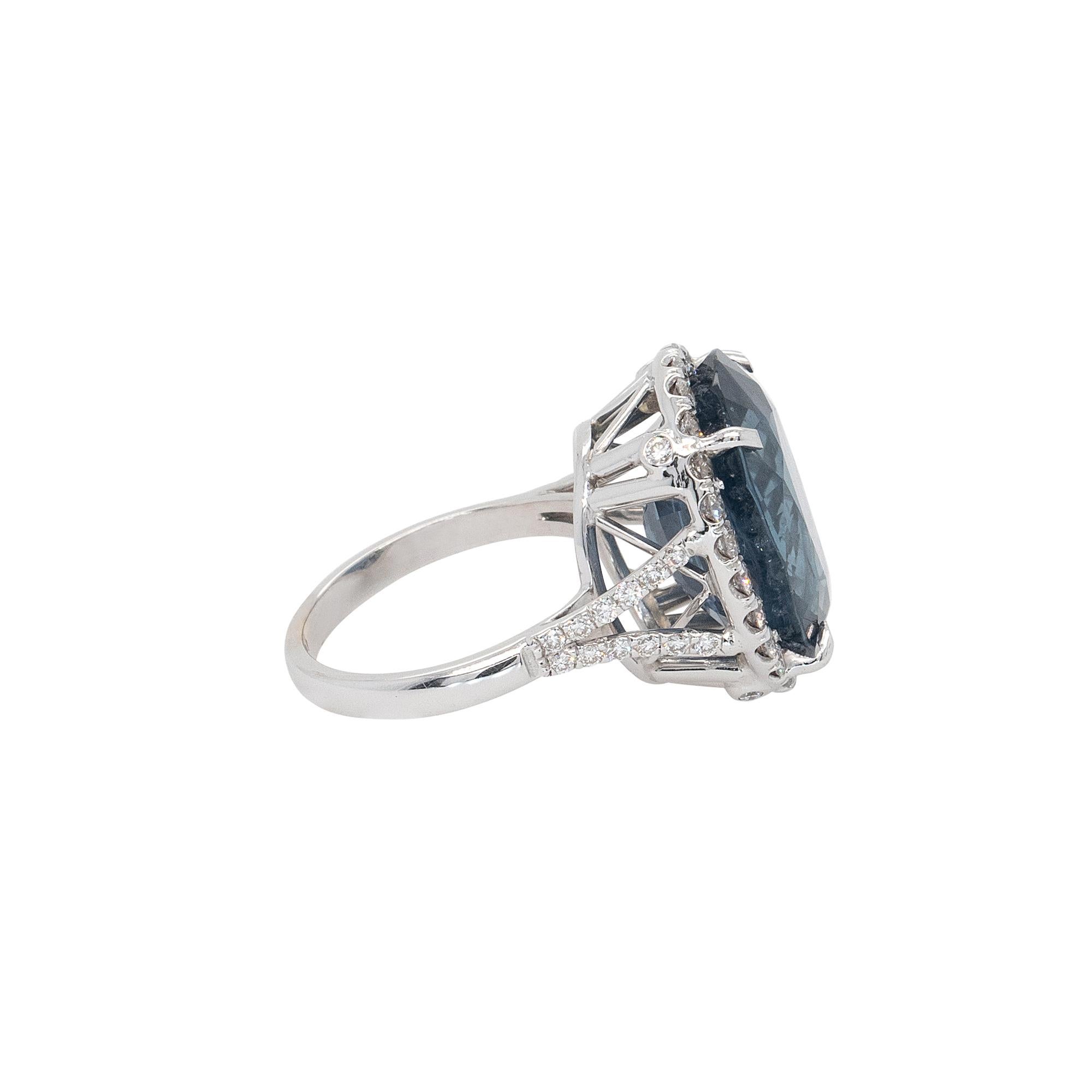 Oval Cut 18kt White Gold 18.41ct Oval Sapphire Centered and 1ctw Natural Diamonds For Sale