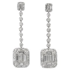 Boucles d'oreilles diamant naturel 2.07 cts Or blanc 18 carats Boucles d'oreilles déclaration