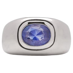 18kt. white gold 2.00 cts. natural sapphire men's dome fashion ring