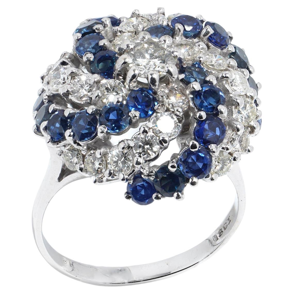 18ct White Gold 2.13ct Violet Sapphire and Diamond Cluster Ring