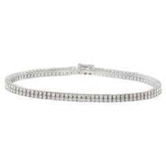 Pulsera de tenis de oro blanco de 18 quilates con doble fila de diamantes de 2,83 qt