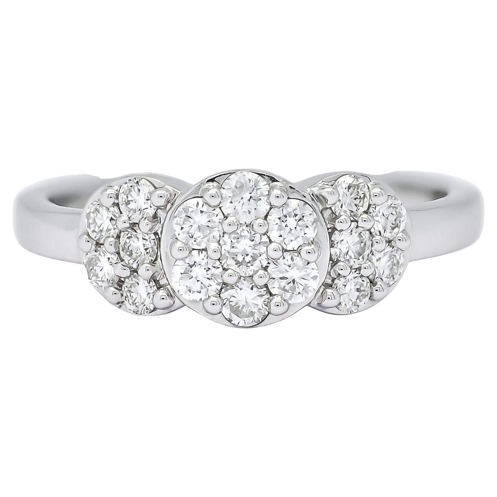 Bague de fianailles en or blanc 18 carats  3 diamants naturels en grappe R32595