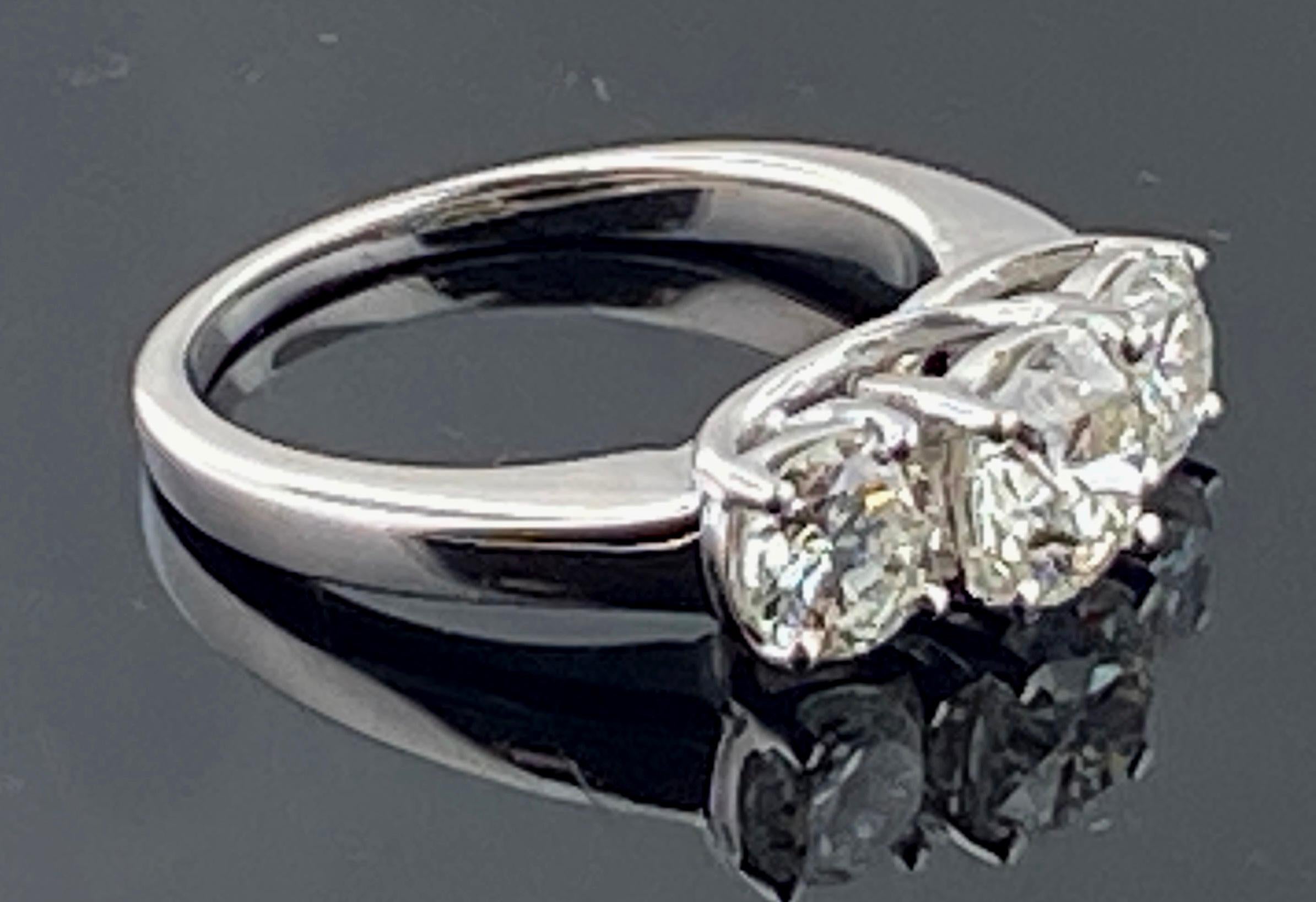 Women's or Men's 18KT White Gold 3-Stone 2.33 Carats Diamond Ring For Sale