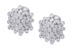 Or blanc 18kt, 3.10ct diamants taille brillant, boucles d'oreilles clip-on / Stud