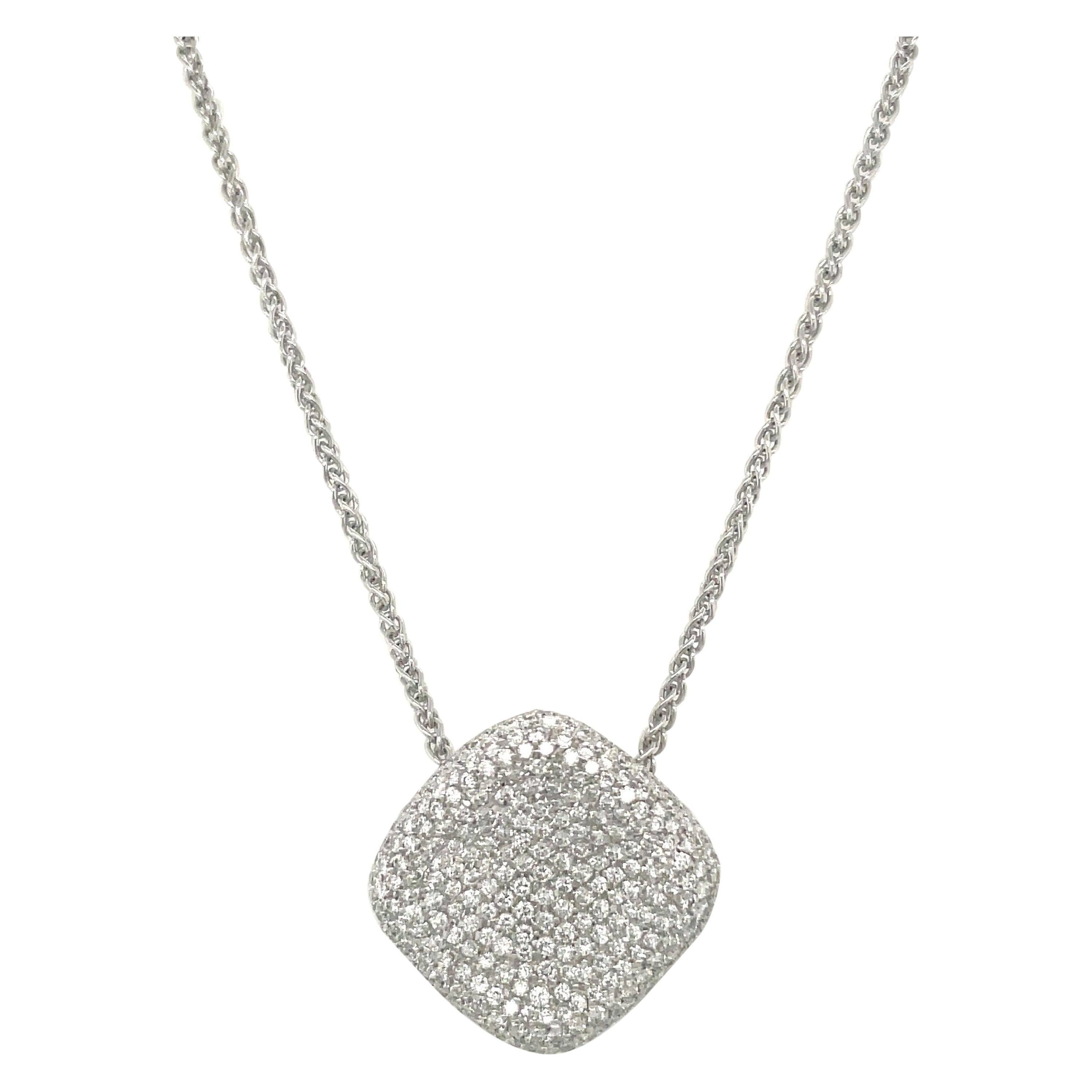 Colgante de oro blanco de 18 quilates con forma de cojín de diamantes de 3,25 quilates