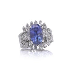 18KT White Gold 3ct Ceylon Sapphire and Diamond Cluster Ring