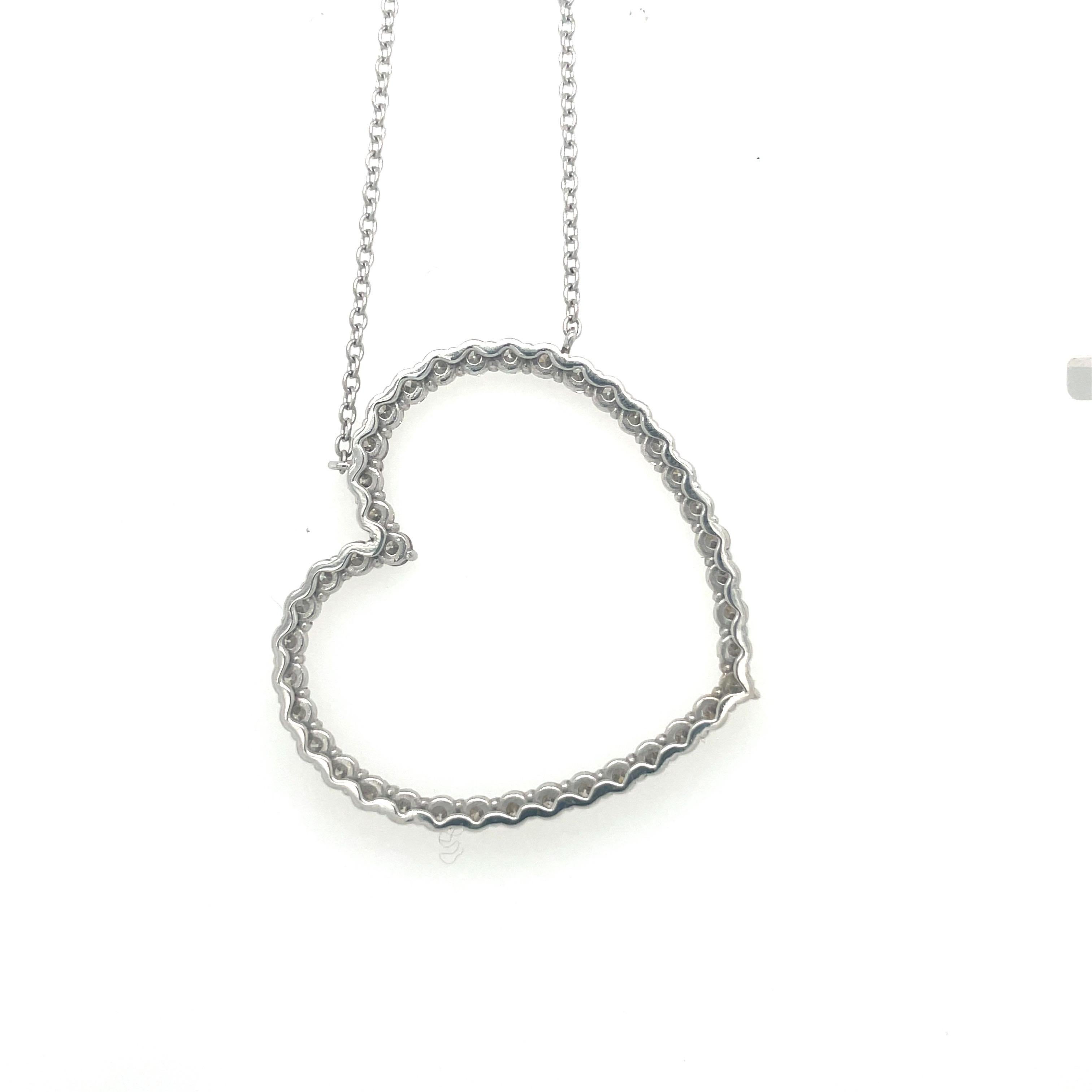 Round Cut 18KT White Gold 4.00 Ct Diamond Heart Pendant Necklace