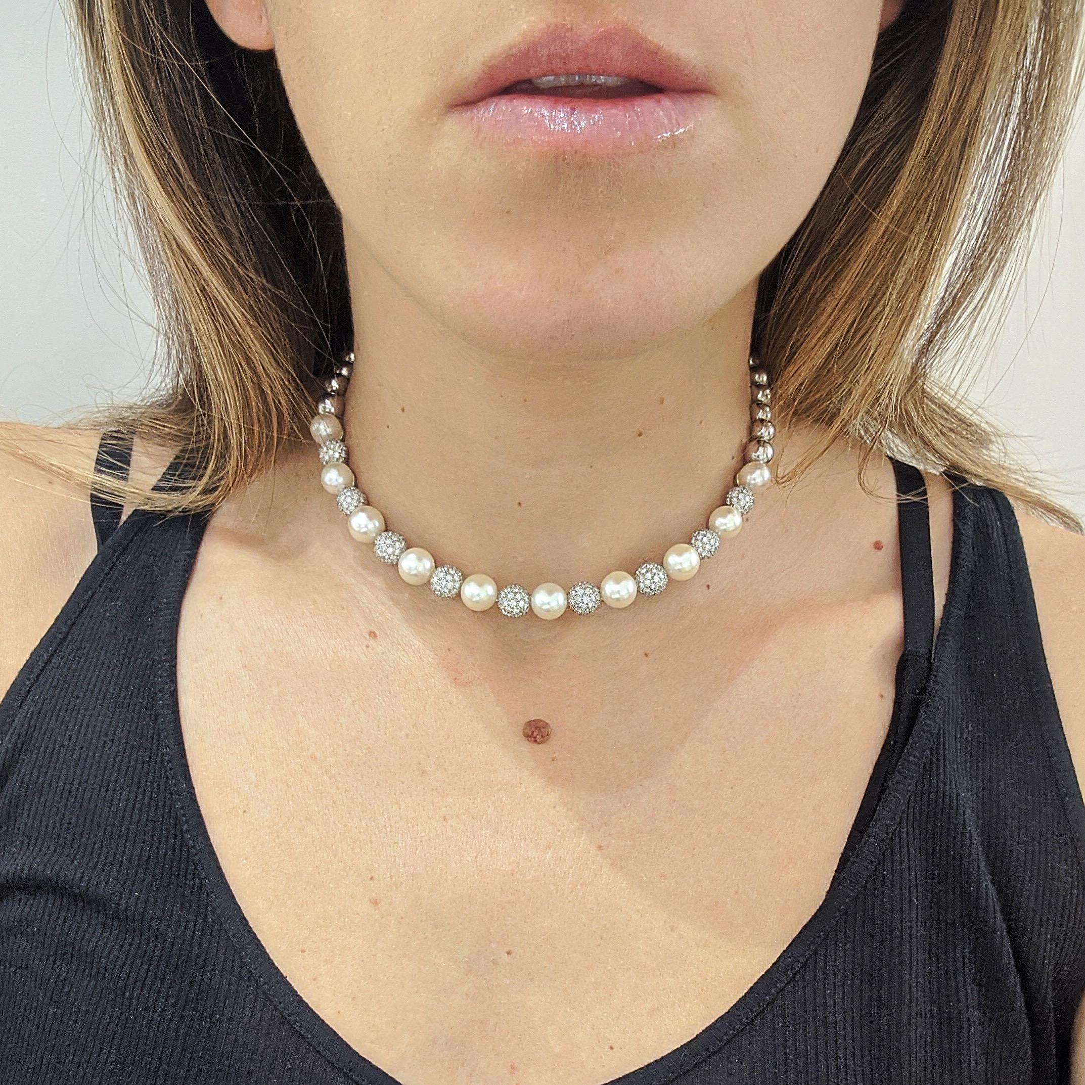 white gold pearl choker necklace