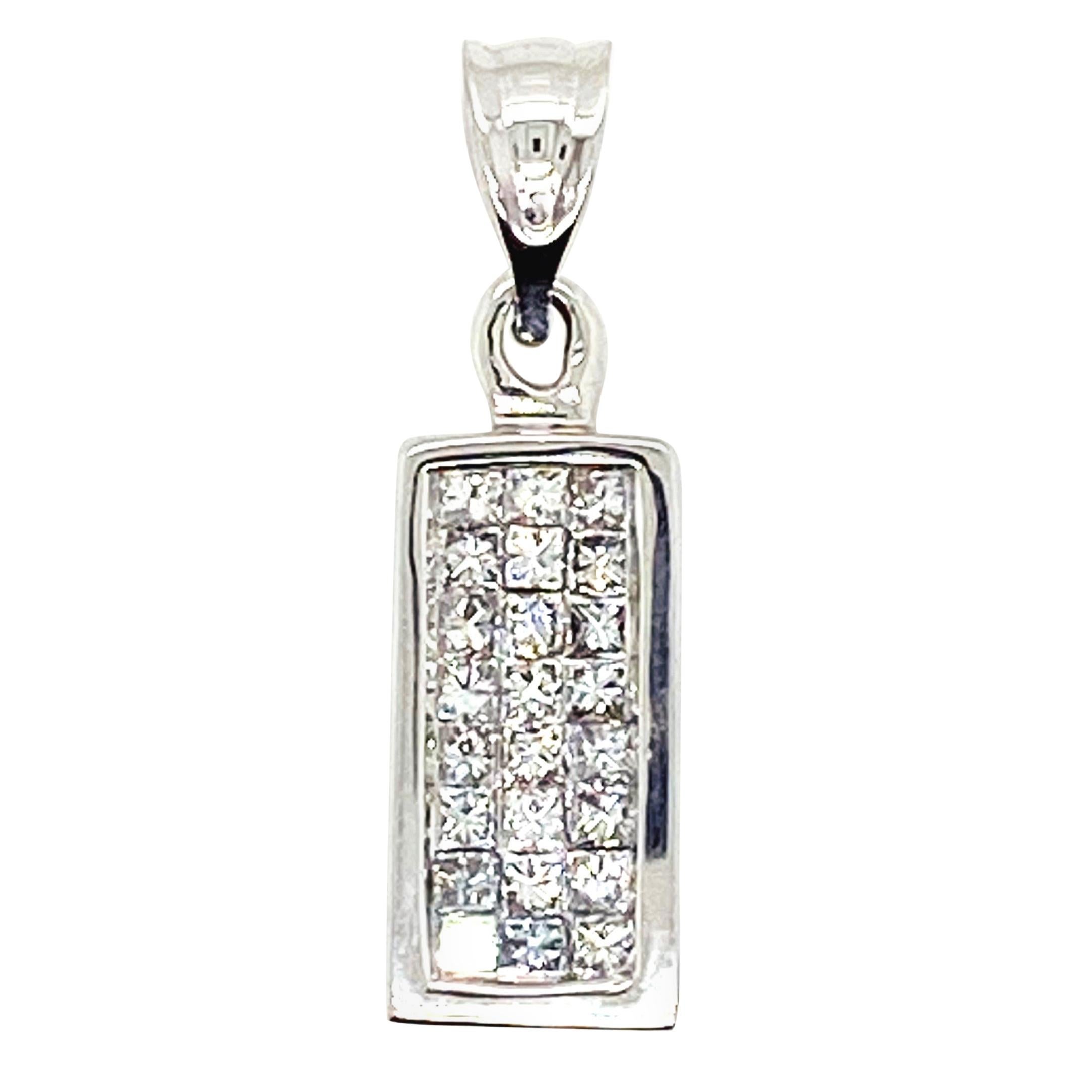 18kt White Gold .56 Carat Princess Cut Diamond Pendant