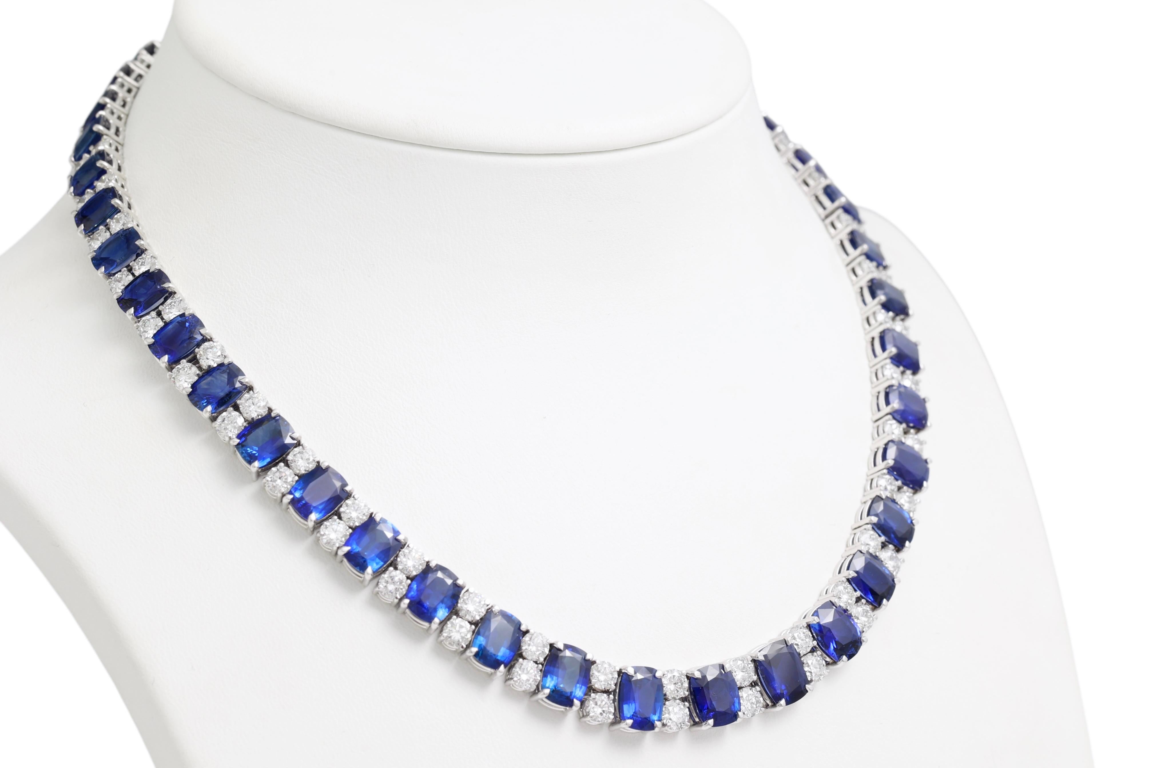 Cushion Cut 18kt White Gold 59.31ct Sapphire, 17.13ct Diamonds CGL Certified For Sale