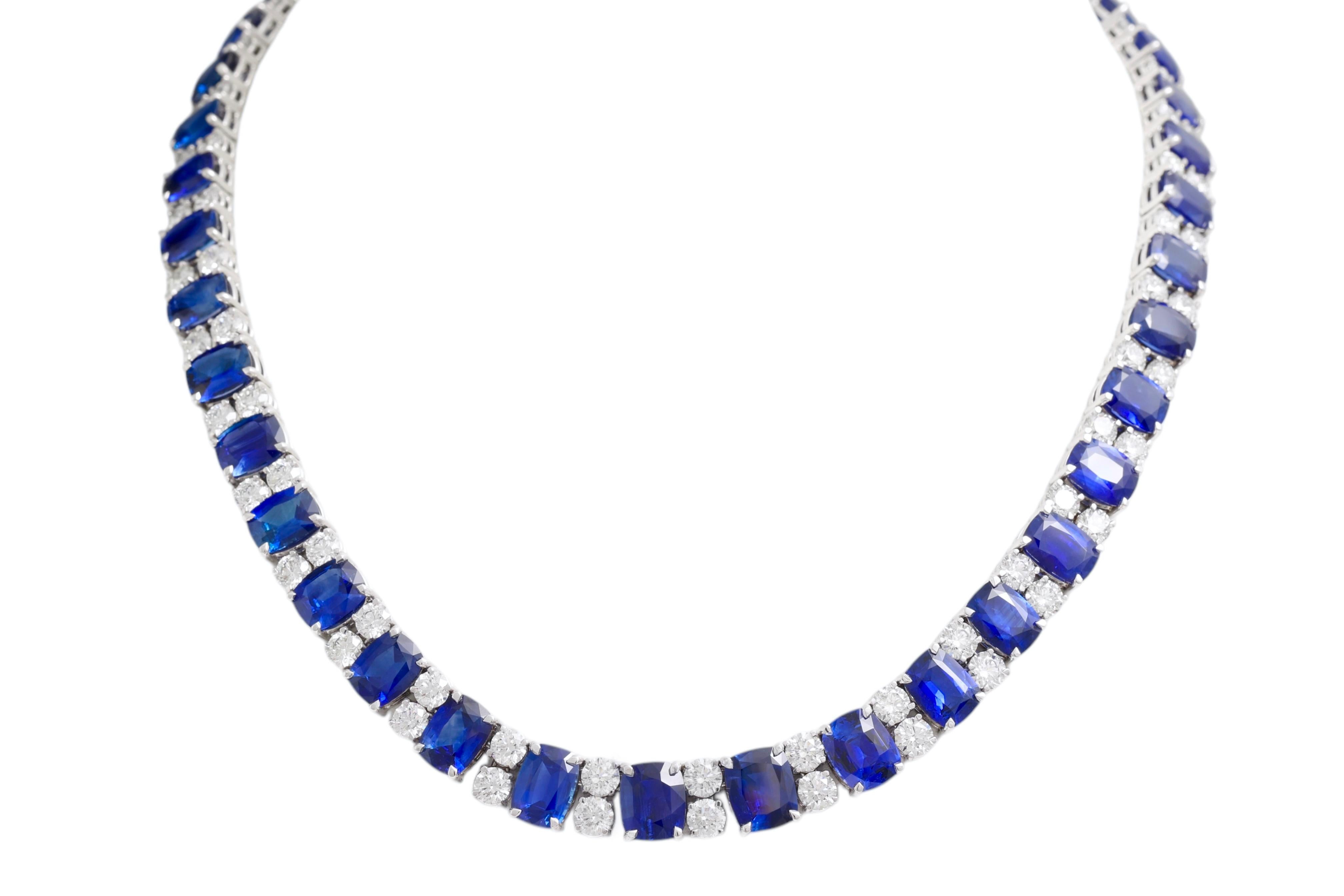 Contemporary 18kt White Gold 59.31ct Sapphire, 17.13ct Diamonds CGL Certified For Sale