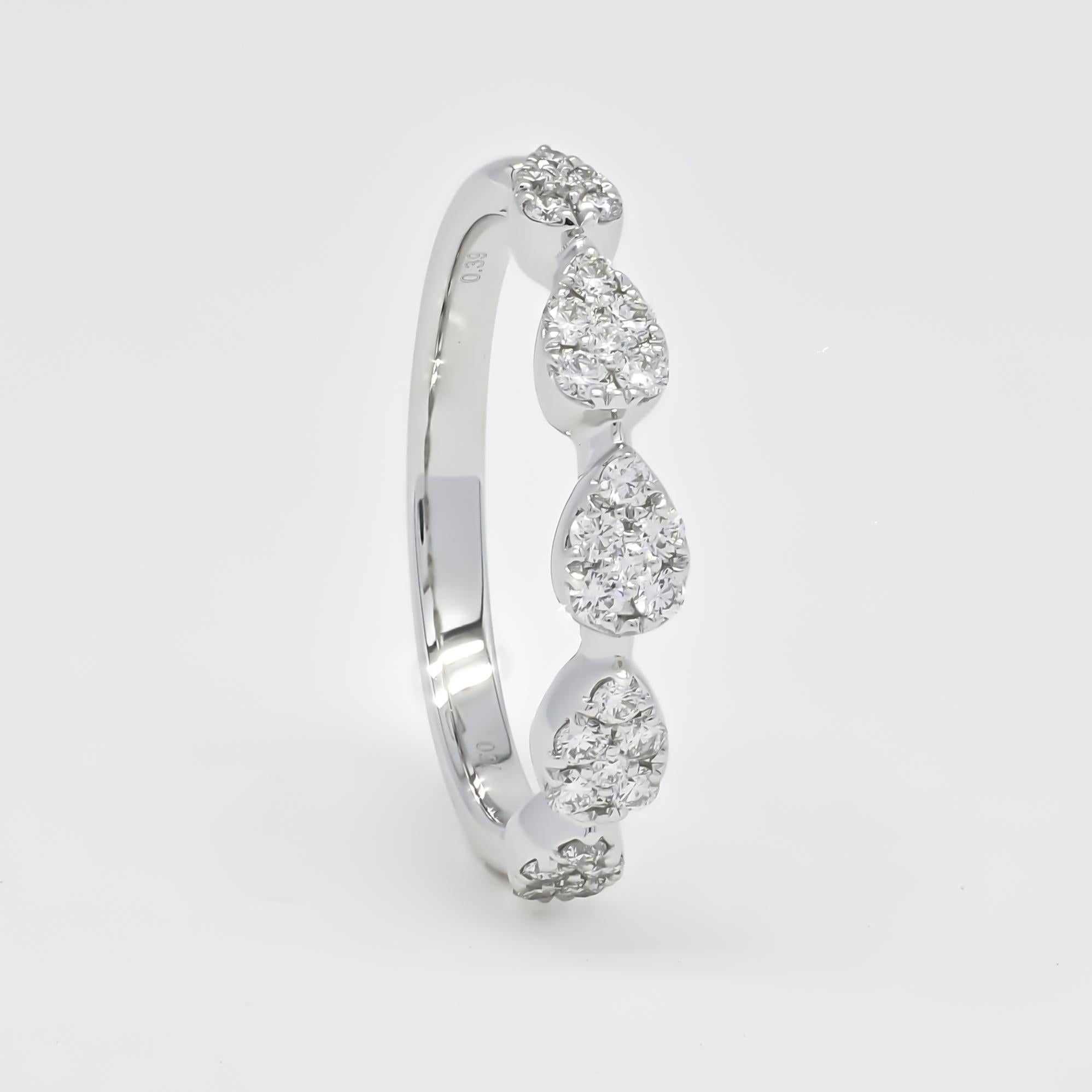 For Sale:  18KT White Gold 5 Stone Cluster Graduating Set Marquise Natural Diamonds Ring 3
