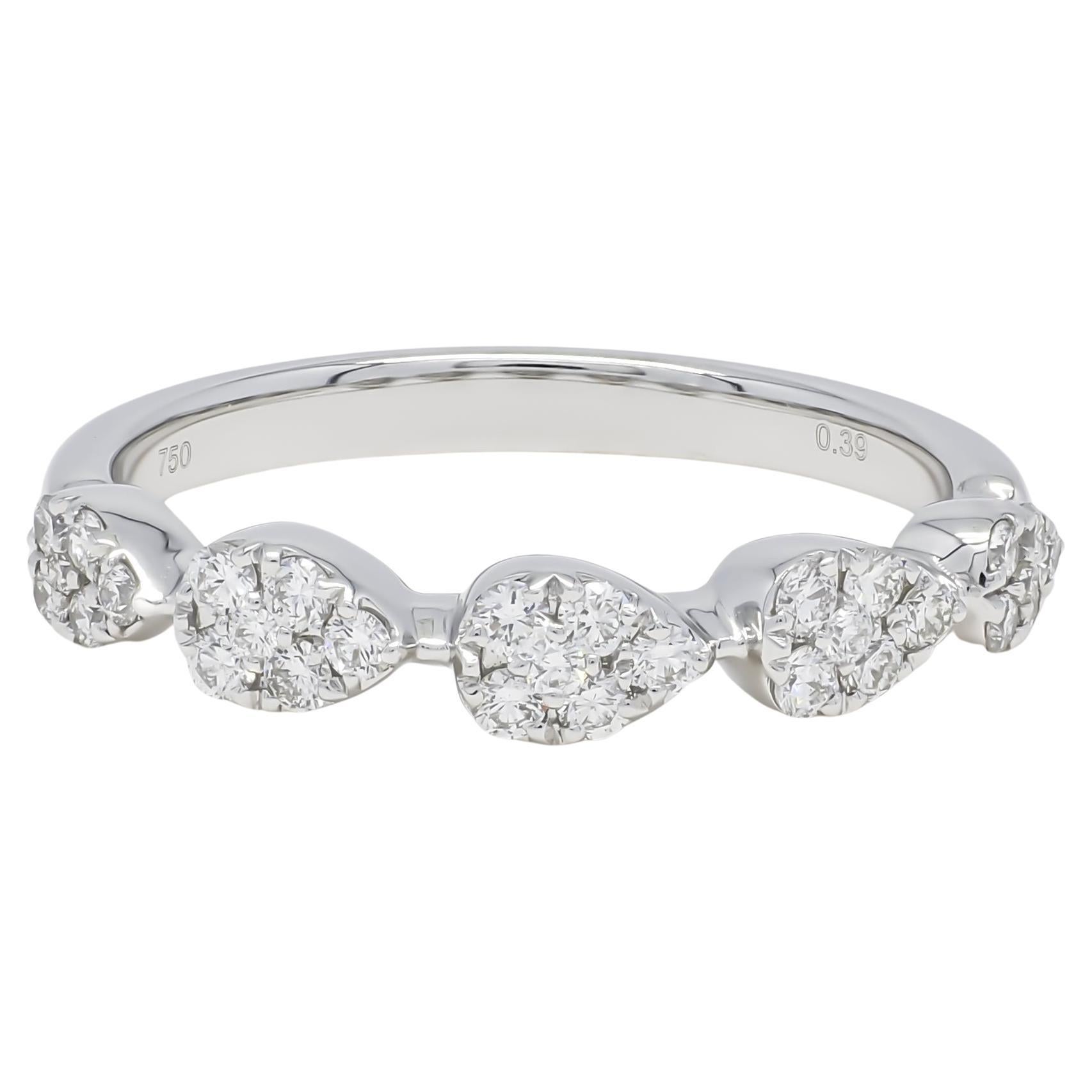 For Sale:  18KT White Gold 5 Stone Cluster Graduating Set Marquise Natural Diamonds Ring