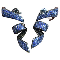 18kt white gold, 6.99ct Brilliant, 6.99ct Blue Sapphires Earring