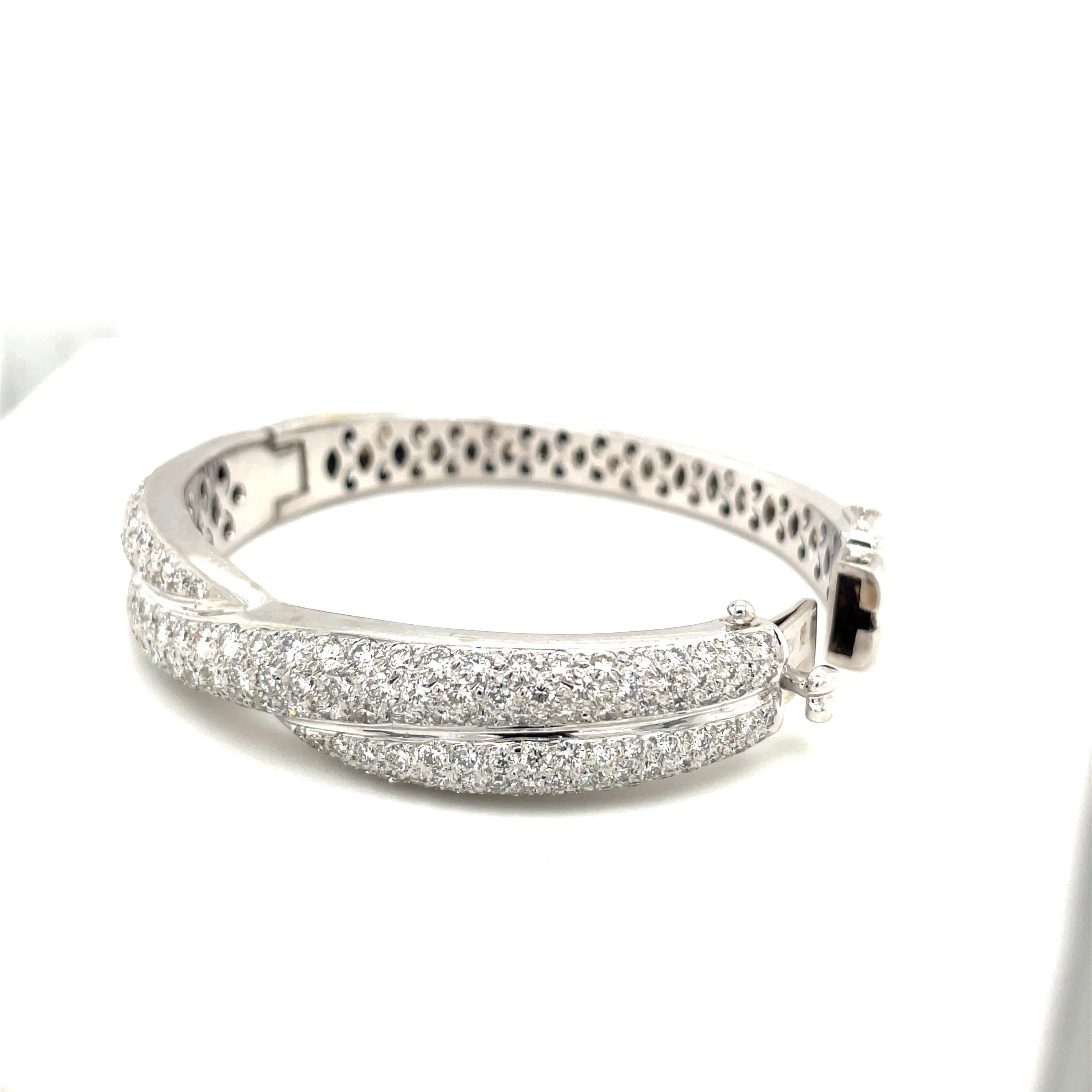 Contemporary 18KT White Gold 7.34 Ct. Diamond Crossover Bangle Bracelet