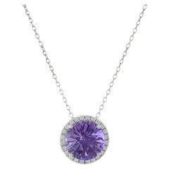 18KT White Gold Amethyst And Diamond Necklace