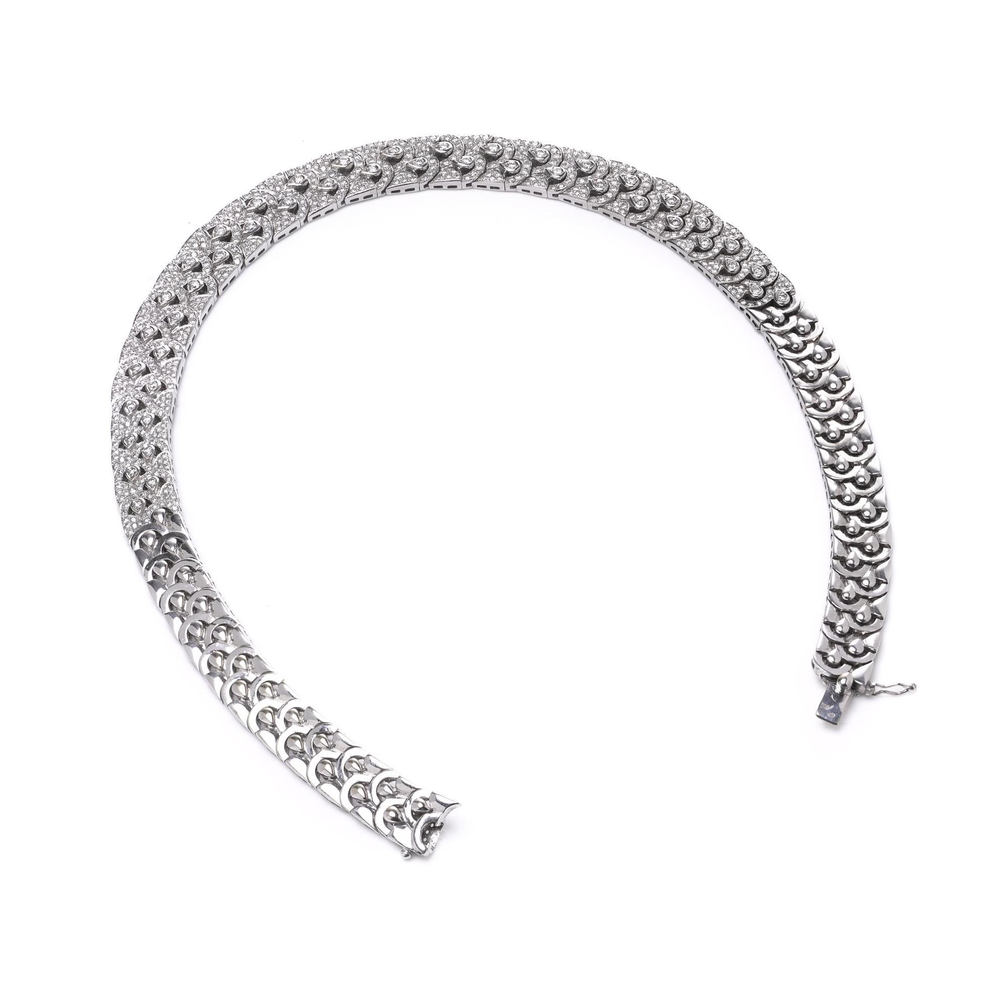 18kt White Gold and 8.50 ct. Diamond Necklace en venta 1