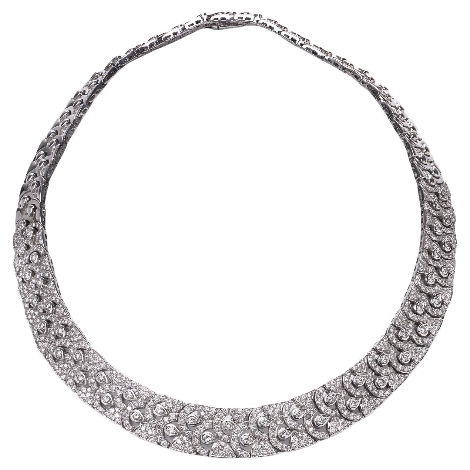 18kt White Gold and 8.50 ct. Diamond Necklace