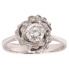 18kt White Gold and Diamond Cluster Ring Circa 1975