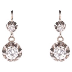 18kt White Gold And Diamond Earrings 1930's