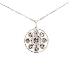 18 Karat White Gold and Diamond Flower Pendant