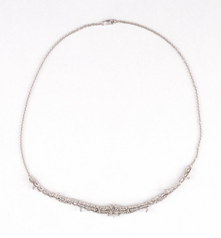 Baguette Cut 18kt White Gold and Diamond Necklace For Sale