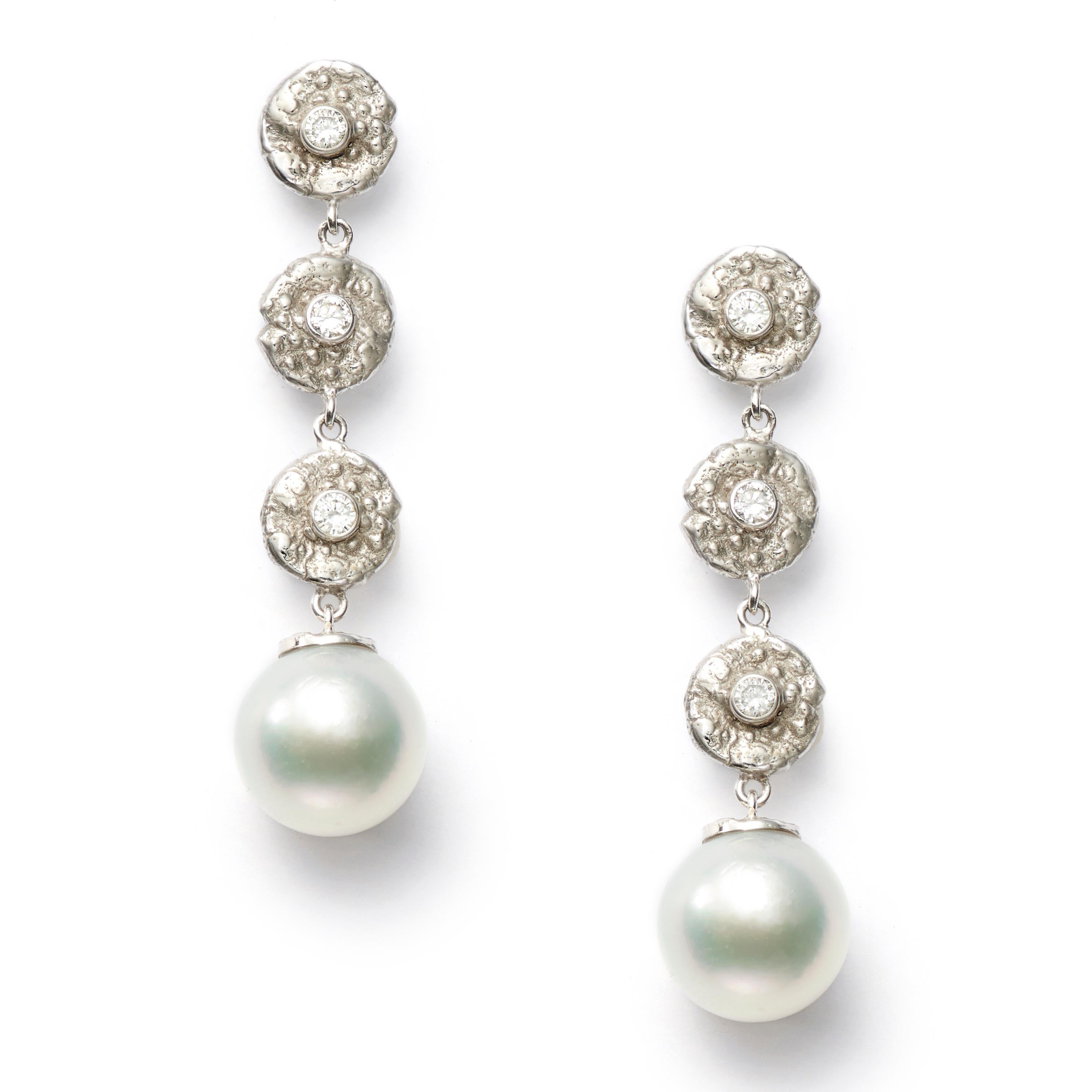 gold and diamond seaquin dangle earrings