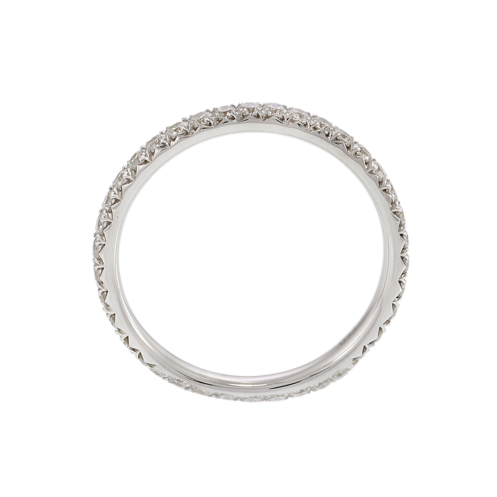 Women's 18KT White Gold and Round Cut Diamond Eternity Band Ring For Sale