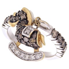 18 Karat White Gold "Baby Horse" White Diamonds & Brown Diamonds