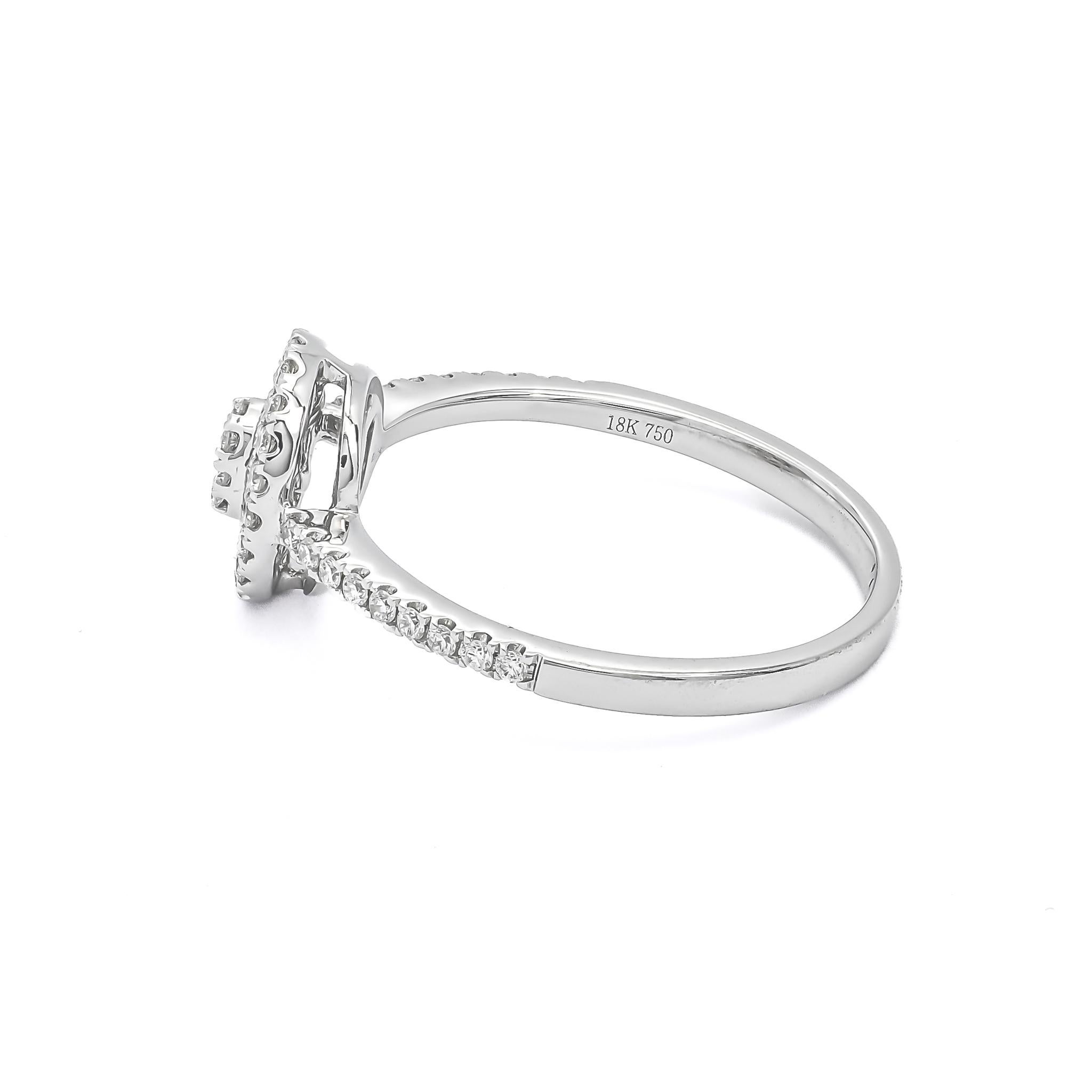 Art Nouveau 18kt White Gold Baguette Diamonds Starburst Cluster Anniversary Ring For Sale