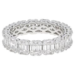 18kt White Gold Baguette Natural Diamond Cluster Full Eternity Statement Band