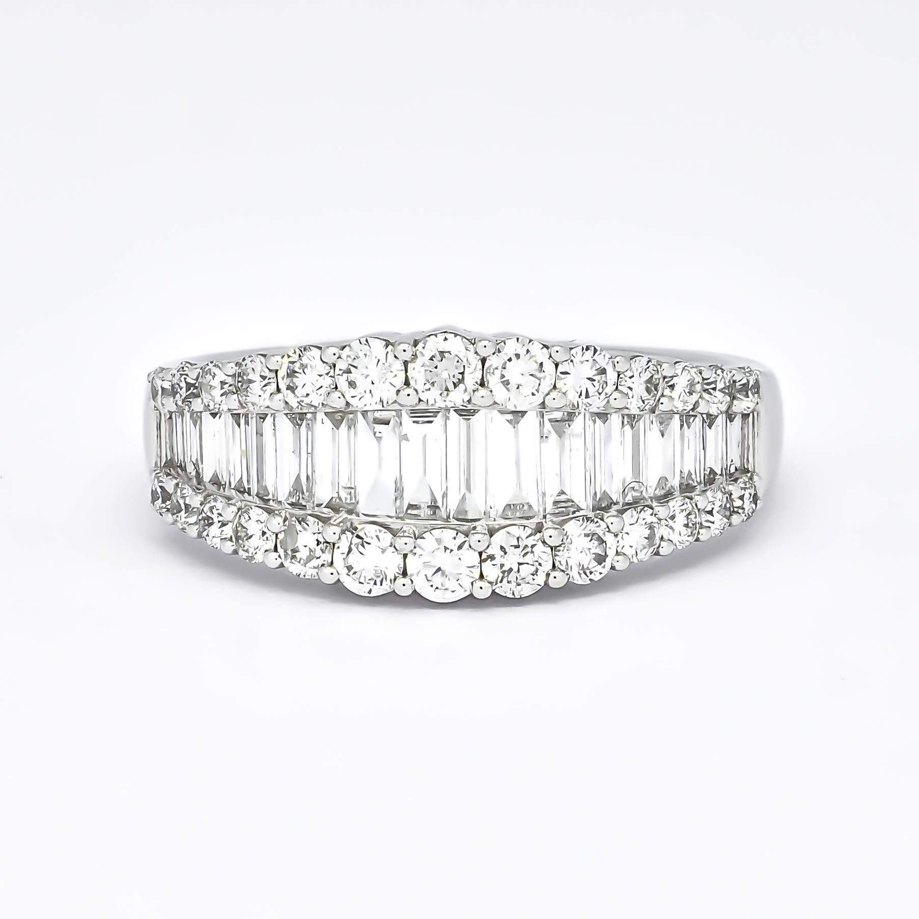 For Sale:  Natural Diamond Ring 1.45 cts 18 Karat White Gold Wedding Anniversary Band 3