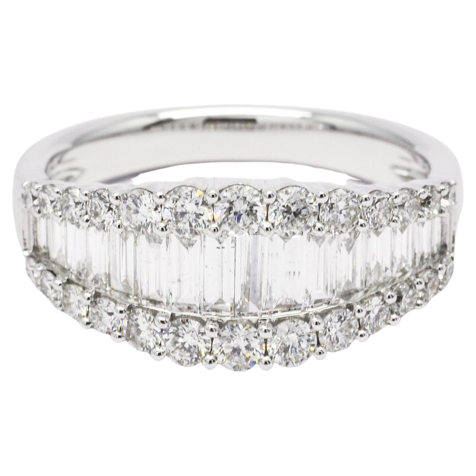 Bague d'anniversaire de mariage en or blanc 18 carats avec diamant naturel de 1,45 carat
