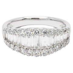 Bague d'anniversaire de mariage en or blanc 18 carats avec diamant naturel de 1,45 carat