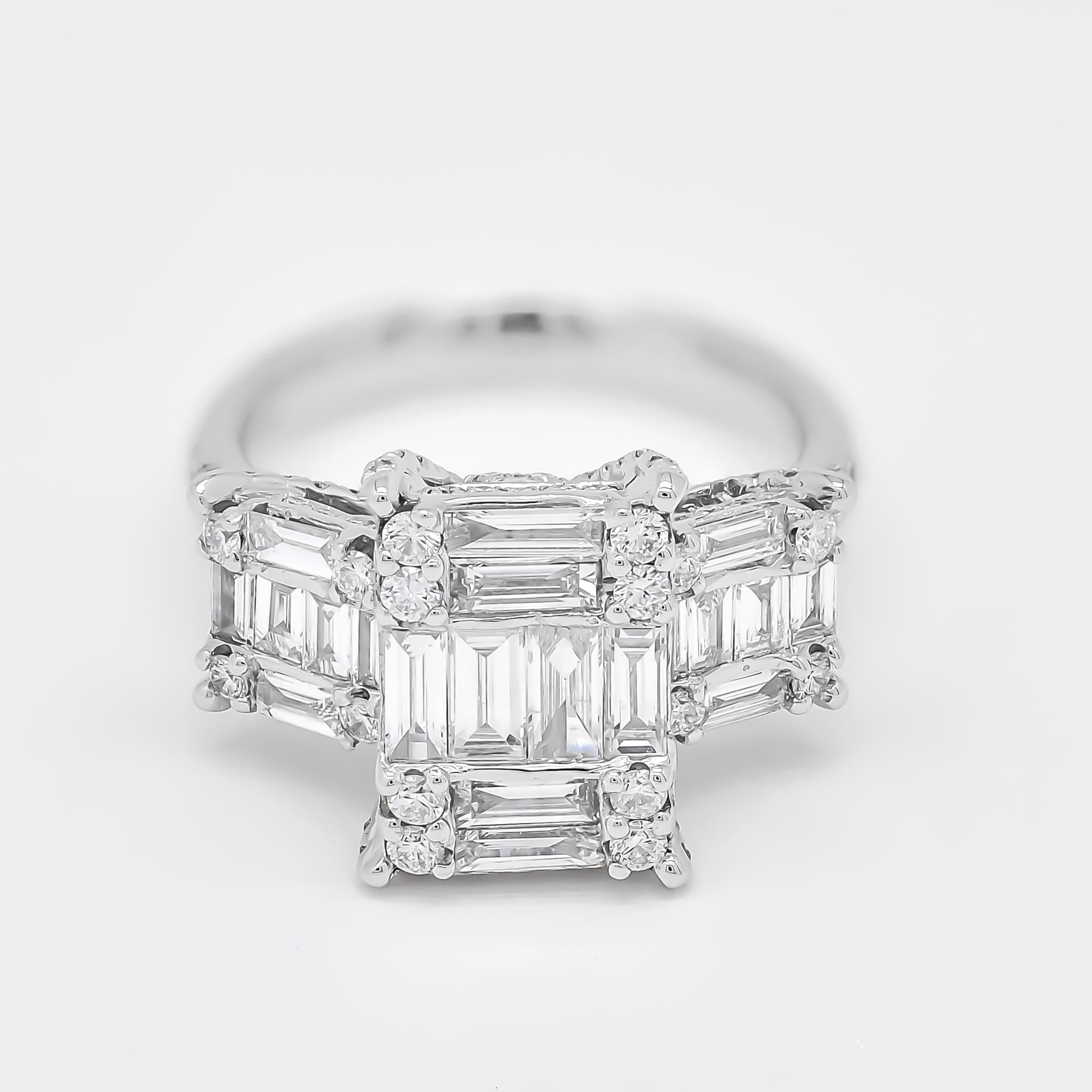 Natürlicher Diamant 2,30 Karat 18KT Weißgold Trim Cluster Jahrestag-Ring mit Diamantbesatz im Angebot 1