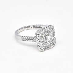 Natural Diamond 1.13 carats 18KT White Gold Cluster Engagement Ring
