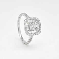 Bague de fiançailles grappe en or blanc 18 carats avec diamant naturel de 1,00 carat