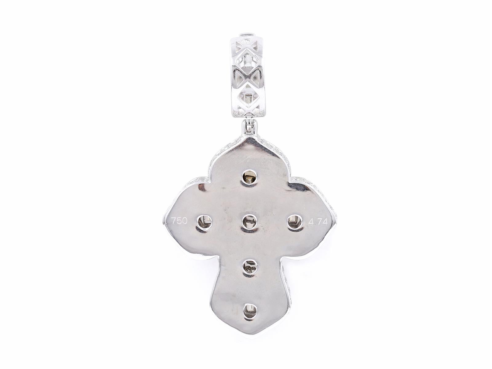 18KT Weißgold Baguette & runder Diamant-Anhänger im Zustand „Neu“ im Angebot in Antwerp, BE