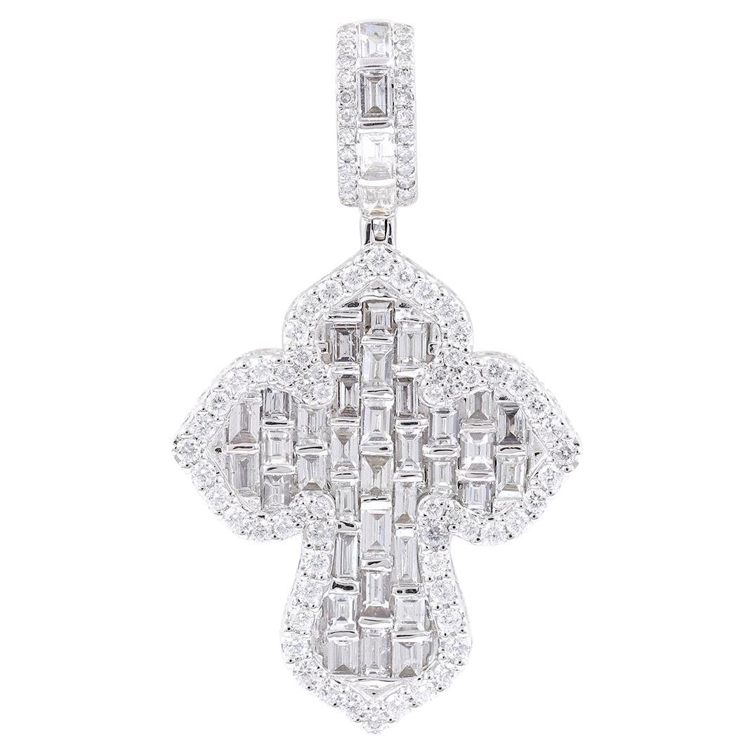 18KT Weißgold Baguette
runder Diamant-Anhänger