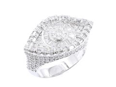 18KT White Gold Baguette & Round Diamond Statement Ring
