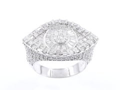 18KT White Gold Baguette & Round Diamond Statement Ring