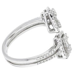 Natural Diamond 1.06 Carats 18KT White Gold Duo Cluster Statement Ring